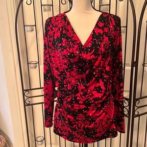 Red and black pullover top